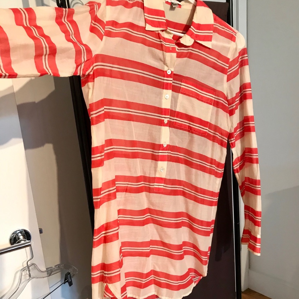Lightweight, Oversized Summer-Stripe Buttondown